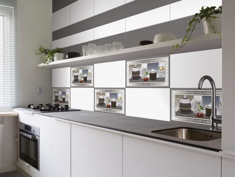 Modern Grey Kitchen Design with persian grey slab, sink and window